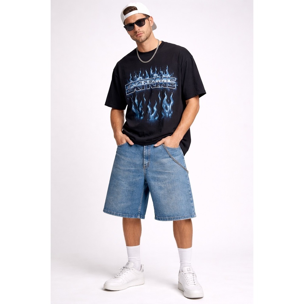 Vtg Wrangler Jean 90'S Shorts Y2K Relaxed Fit Men's 100% Chino Skater 38x10 Blue